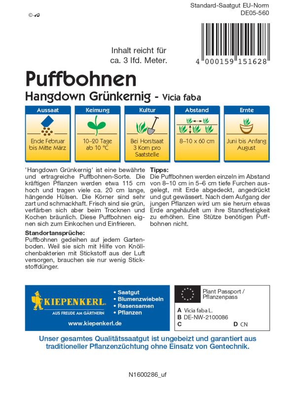 Puffbohne Hangdown Grünkernig