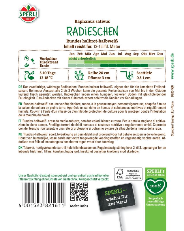 Radieschen Rundes halbrot-halbweiß