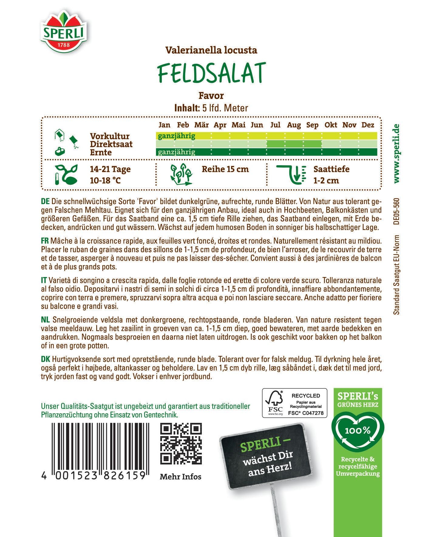 Feldsalat Favor, Saatband"