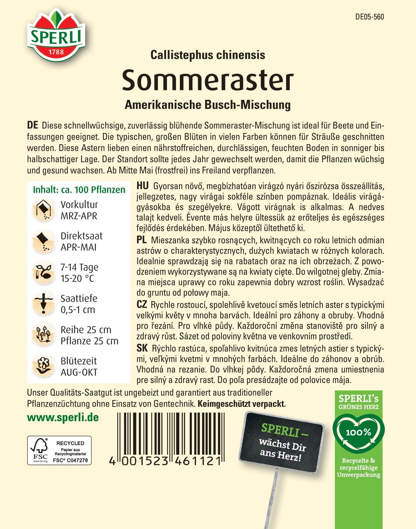 Sommerasternsamen Amerikanische Busch-Mischung