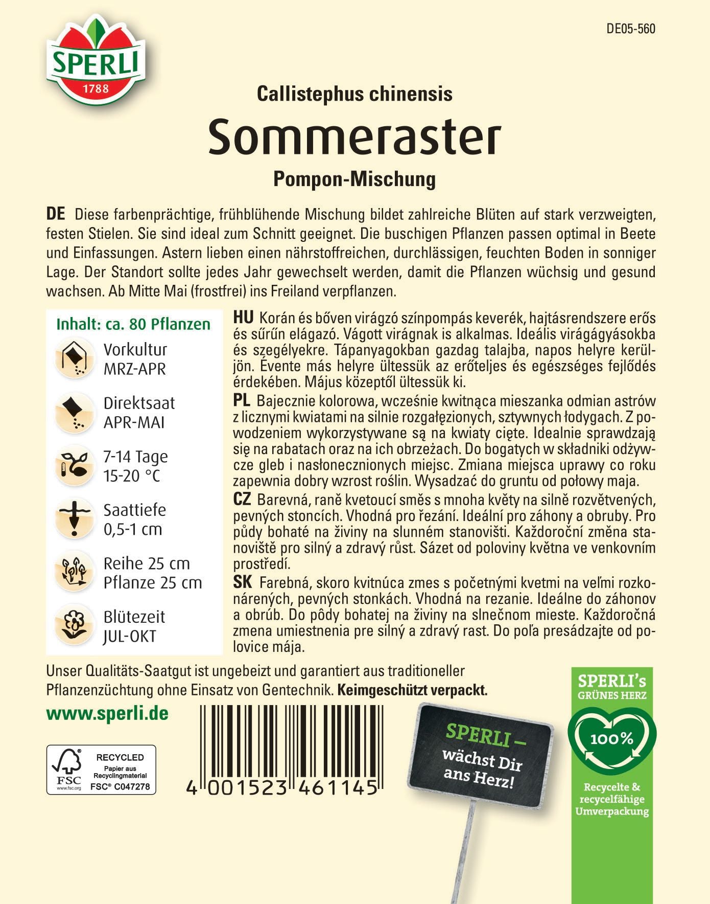 Sommerasternsamen Pompon-Mischung