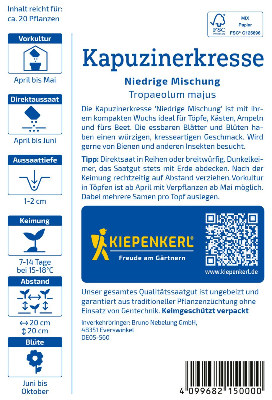 Kapuzinerkressesamen Niedrige Mischung