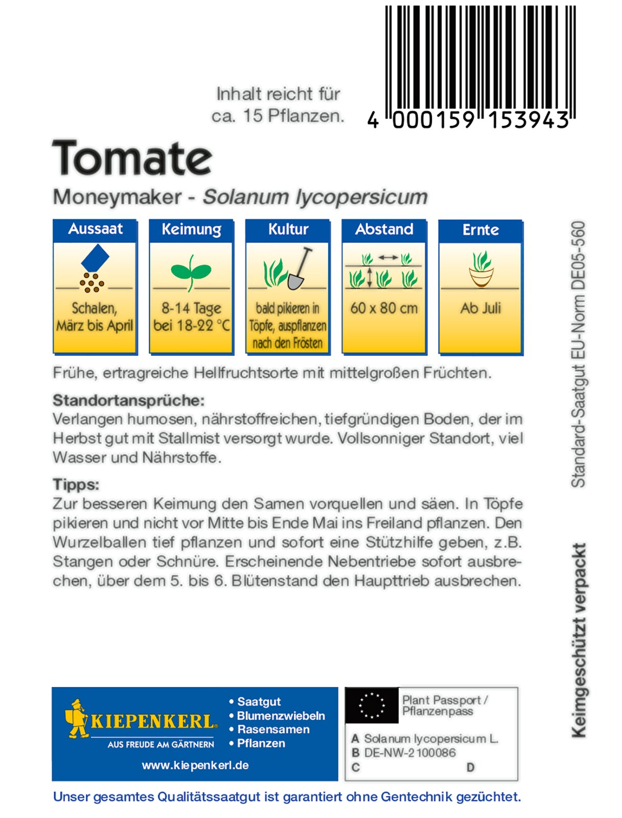 Salat-Tomatensamen Moneymaker