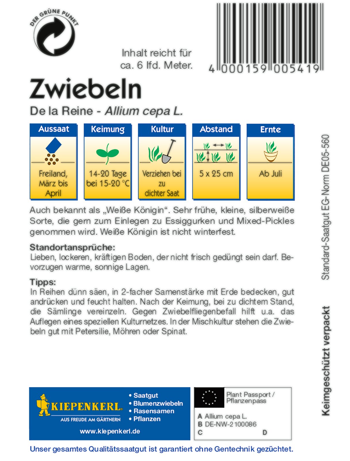 Zwiebelsamen De la Reine