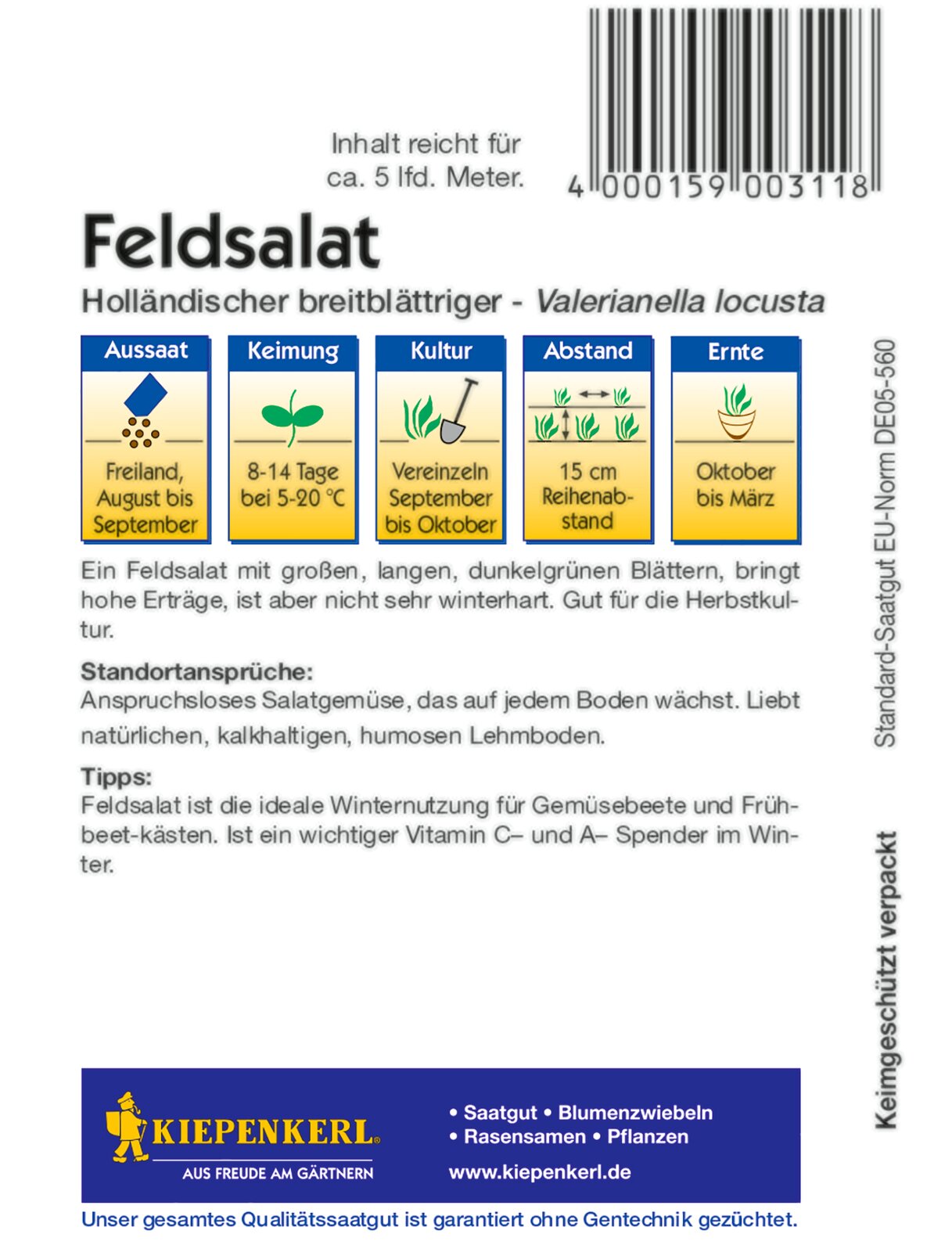 Feldsalatsamen Holländischer breitblättriger