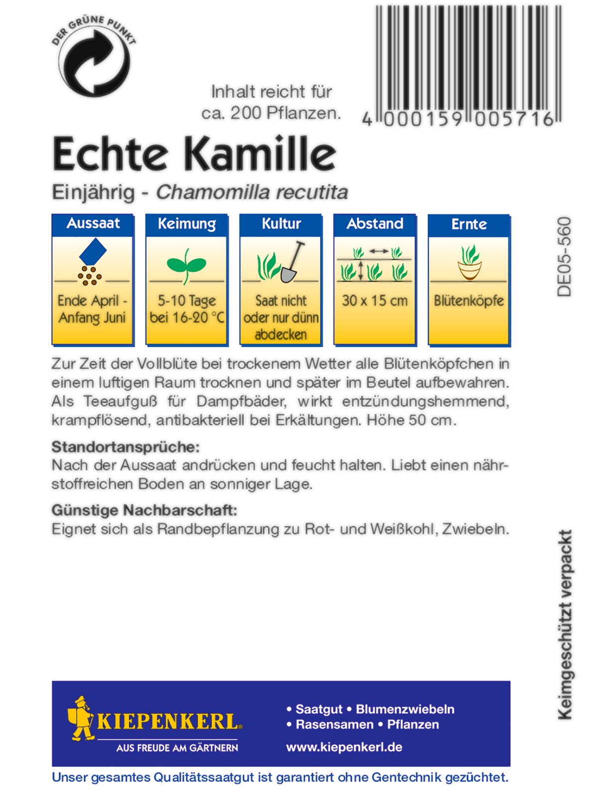 Echte Kamillesamen, einjährig